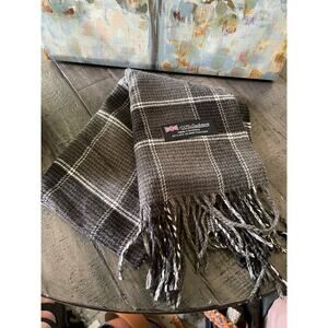 100% Cashmere Grey Plaid Scarf